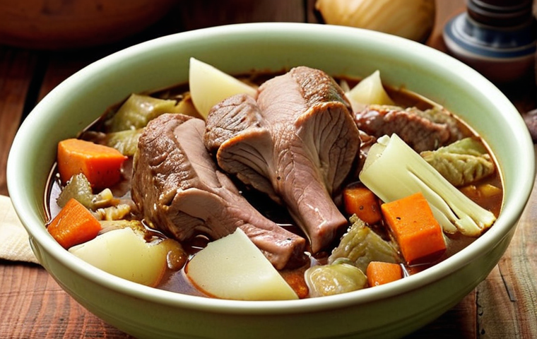 Fårikål - Norwegian National Stew**
    A close-up, warm, and inviting image of a traditional Norwegian Fårikål stew. The main focus is a deep bowl filled with tender, fall-off-the-bone lamb pieces and soft, cooked cabbage wedges, slightly glistening from the rich broth. A gentle steam rises from the dish, emphasizing its warmth and comforting nature. The setting is rustic and cozy, perhaps a wooden table, with soft, ambient lighting that enhances the golden-brown tones of the lamb and the pale green of the cabbage. The overall impression is one of a hearty, authentic, and beloved home-cooked meal, symbolizing Norwegian tradition and family gatherings.

2.  **Prompt for
