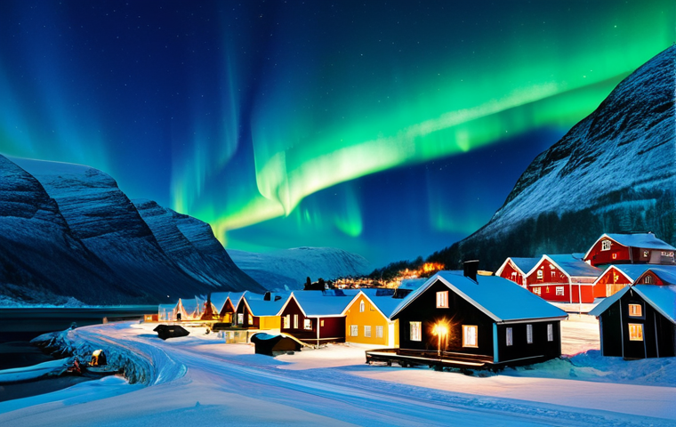 노르웨이 겨울철 여행 팁 - **

"A family-friendly scene of tourists, fully clothed in winter attire, enjoying a dog sledding ad...