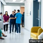 Home 8 노르웨이 민간 의료 보험 - **Prompt:** "A split image contrasting healthcare experiences. On the left, a moderately crowded pub...