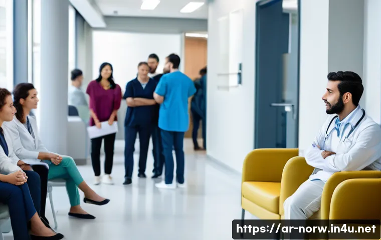 노르웨이 민간 의료 보험 - **Prompt:** "A split image contrasting healthcare experiences. On the left, a moderately crowded pub...